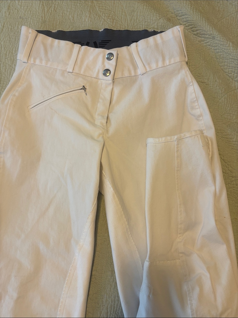 White full seat Clarino breeches. Size 28
